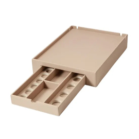 welcome tray SPACE leatherette PU beige with drawer product photo