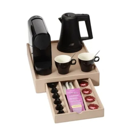 welcome tray SPACE beige with coffee machine | black kettle 0.5 litres product photo