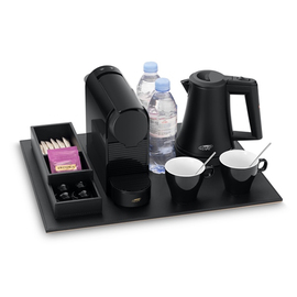 desk pad | welcome tray SWITCH leatherette black | beige | 500 mm x 400 mm product photo S