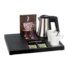welcome tray SIESTA black wit kettle STAR-EUR, stainless steel product photo