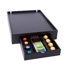 welcome tray B-TRAY-SPACE leatherette black with drawer 315 mm  x 415 mm product photo