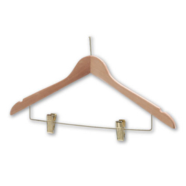 clothes hanger wood brass  | anti-theft suspension | clips product photo