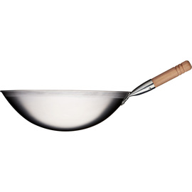 Wok pan brushed stainless steel, handle length 200 mm product photo