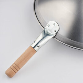 Wok pan brushed stainless steel, handle length 200 mm product photo  S