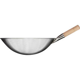 Wok pan, brushed stainless steel, handle length 185 mm product photo