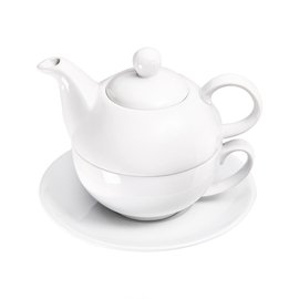 Teapot with cup and saucer, pure white hotel porcelain, Isabell series, 3-piece, 350 ml product photo