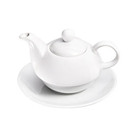 Teapot with cup and saucer, pure white hotel porcelain, Isabell series, 3-piece, 350 ml product photo  S
