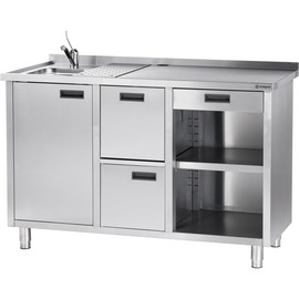 Work table for coffee machine, with upstand, 1500 x 700 x 1000 mm (W x D x H) product photo