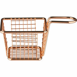 Serving frying basket, square, 100x100x70 mm (WxDxH), copper-colored product photo