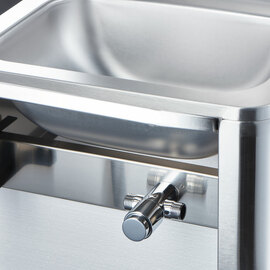 Knee-operated hand wash basin, including faucet and soap dispenser, wall-mounted, 400 mm x 330 mm x 570 mm (W x D x H) product photo  S
