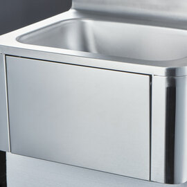 Knee-operated hand wash basin, including faucet and soap dispenser, wall-mounted, 400 mm x 330 mm x 570 mm (W x D x H) product photo  S