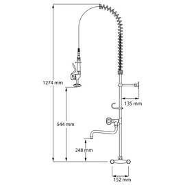 Dishwasher spray with mixer tap, two-hole wall mounting, with tap, two mixing valves product photo  S