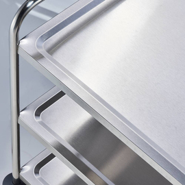 Stainless steel serving trolley with three shelves, 860 x 540 x 920 mm (W x D x H) product photo  S