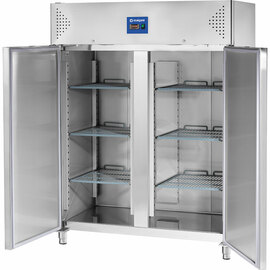 Double-door refrigerator, stainless steel, GN 2/1, 1480x830x2010 mm (WxDxH), 0.44 kW product photo  S