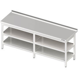 Work table with base and intermediate shelf, 2000x600x850 mm, with upstand, welded product photo