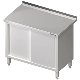 Work cabinet with sliding doors, 800x600x850 mm, with upstand, welded product photo
