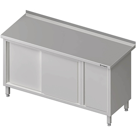 Work cabinet with sliding doors, 1200x600x850 mm, with hinged door cabinet on the right, with upstand, welded product photo