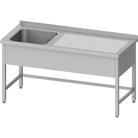 Sink unit without base shelf, 1500x600x850 mm, with one basin on the left, with upstand, welded product photo