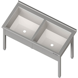 Pot sink with two bowls, 1200x600x850 mm, 300 mm bowl height, with upstand, welded product photo  S