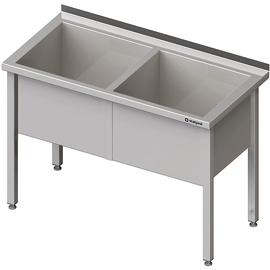 Pot sink with two bowls, 1200x700x850 mm, 400 mm bowl height, with upstand, welded product photo