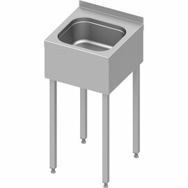 Hand wash basin with base frame, 400x410x850 mm, with three-sided basin panel, with upstand, welded product photo