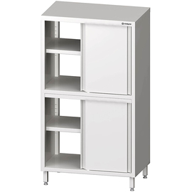 Pass-through tall cabinet with sliding doors, 800x600x1800 mm, with two cupboard compartments, welded product photo