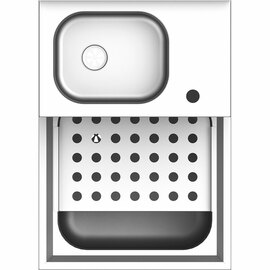 Hand wash basin and sink combination, 500x700x850 mm, with folding grate, with upstand, welded product photo  S