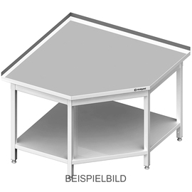 Corner work table with base shelf, 1200x1200x850 mm (extension: 600/600 mm), without upstand, welded product photo
