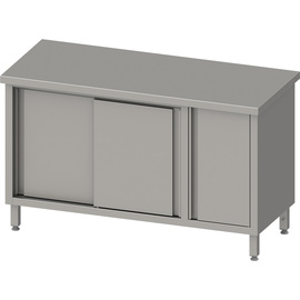 Work cabinet with sliding doors, 1200x700x850 mm, with hinged door cabinet on the right, without upstand, welded product photo