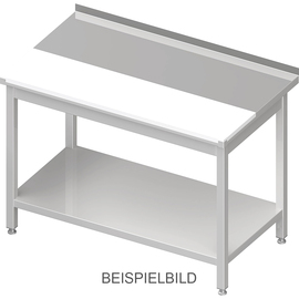 Work table with base, 800x600x850 mm, with flush-mounted PE cutting board, without upstand, welded product photo