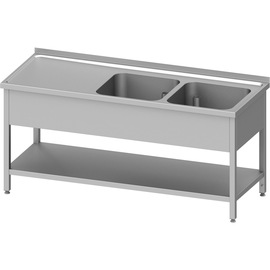 Sink unit with base 1100x600x850 mm, with two basins, with upstand, welded product photo