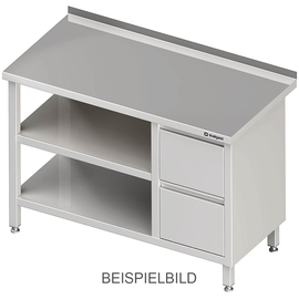Work table with base and intermediate shelf, 2000x700x850 mm, with 2 drawers on the right, without upstand, welded product photo