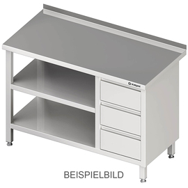 Work table with base and intermediate shelf, 2000x700x850 mm, with 3 drawers on the left, without upstand, welded product photo