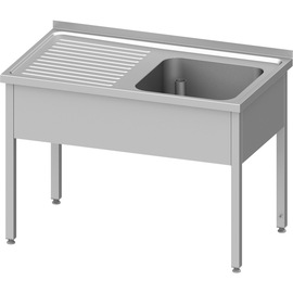 Sink unit without base shelf 1100x700x850 mm, with one basin on the right, with upstand, welded product photo