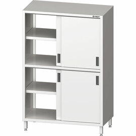 Pass-through tall cabinet with sliding doors, 2 cabinets each with 1 height-adjustable shelf, 800x600x1800 mm (WxDxH) product photo