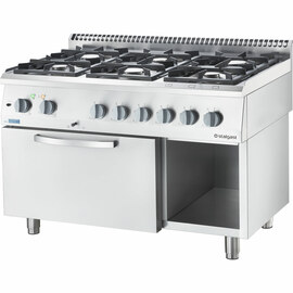 Gas stove ECO 6 burners with electric convection oven (600 x 400 mm / GN 1/1) Series 700 ND - G20, 6 burners (3x3.5 + 3x5 kW) product photo