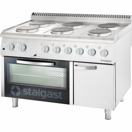 Electric cooker with 6 hotplates, static oven GN 2/1 and single-door base cabinet, Series 700 ND product photo