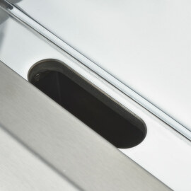 Chrome-plated electric griddle as tabletop device, 800x700 mm, ½ smooth/½ grooved grill surface, Series 700 ND product photo  S