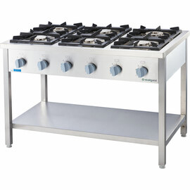 Gas stove series 700 - G20, 6 burners (3.5+2x5+2x7+9), 1200 x 700 x 850 mm (WxDxH) product photo