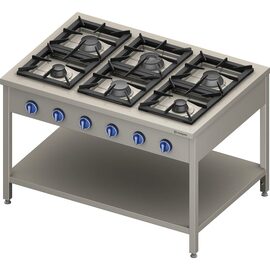 Gas stove series 900 - 6 burners (3.5+3x5+2x7), 32.5 kW, G20, 1300 x 900 x 850 mm (WxDxH) product photo