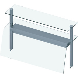 Double-glass countertop shelf with sneeze guard and heat lamp 790x455x700 mm for food distribution systems product photo