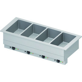 Bain-Marie "Drop-In" 4x GN1/1 single basins 1480x620x390 mm, stainless steel cover product photo