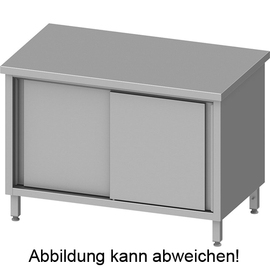 Work cabinet with sliding doors, 800x600x850 mm, without upstand, welded product photo