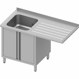 Sink cabinet with hinged doors and overhang 1200x600x900 mm, with one basin on the left, with upstand, welded product photo