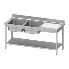kitchen sink table ECO ST 63 drainboard on the right | grooved | 2 basins | 1400 mm x 600 mm H 850 mm | self-assembly product photo
