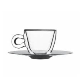 espresso glass 65 ml THERMIC GLASS double-walled with stainless steel saucer product photo
