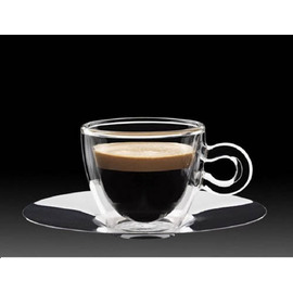 espresso glass 65 ml THERMIC GLASS double-walled with stainless steel saucer product photo  S