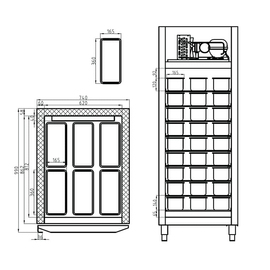 ice cream storage cabinet THL800BTI | suitable for 54 x 5.0 ltr | 740 mm x 990 mm H 2010 mm product photo  S