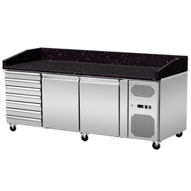 Pizza cooling table | 2 solid doors | 7 drawers with Granite countertop black product photo