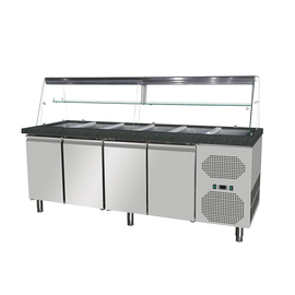 salad counter with countertop vitrine | suitable for 6 x GN 1/1 | black granite counter top product photo
